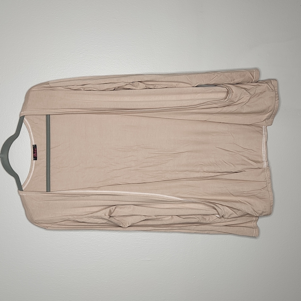 Women's Plus Size Bebo Long-Sleeve Jersey Cardigan with Pockets - Tan - 18
